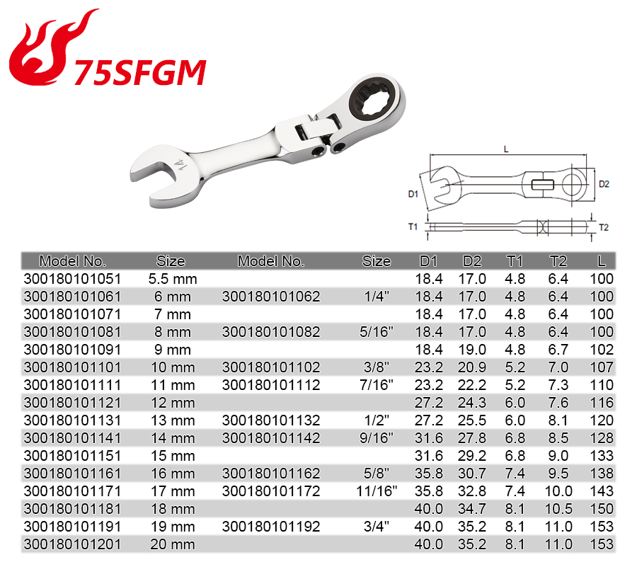 75FGM-75 Flex Ratchet Wrench 75FGM-75 Flex Ratchet Wrench