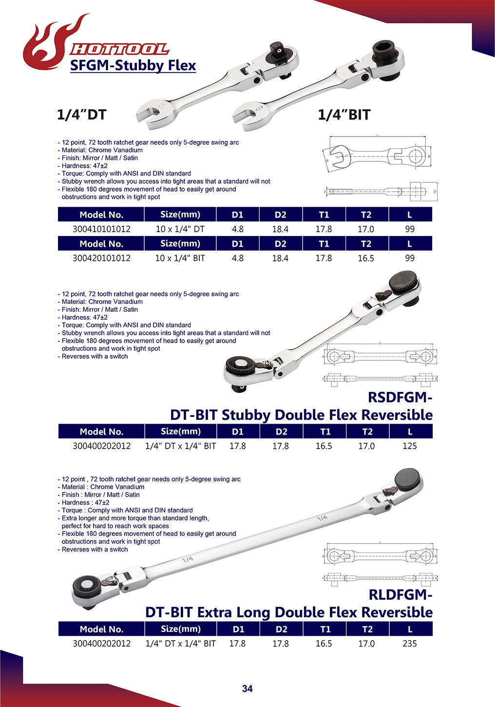 Stubby Double Flex Reversible DT-BIT