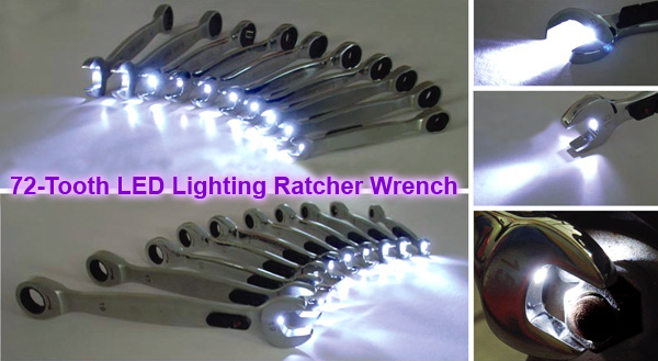 Ratchet box wrenches w/LEDs - 10PCS