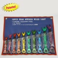 10pcs Gear Wrench W/LED Light
