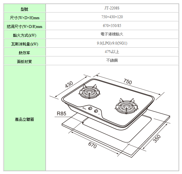 檯面爐(內焰爐)