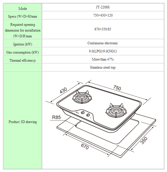 Stainless-steel-top Gas Hob/Stove (Inner-flame Model)