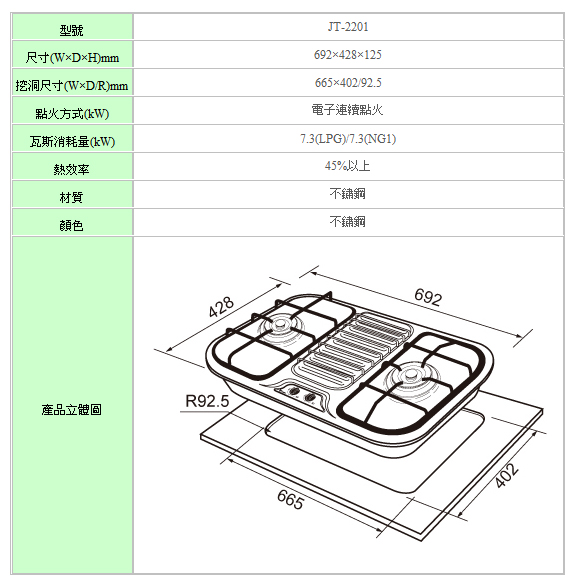 双口台面炉(防空烧)