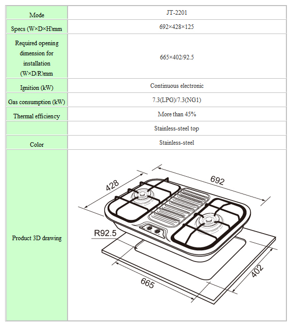 Two-burner Gas Hob/Stove (W/Overheating Preventer)