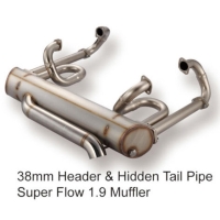 38mm Header & Hidden Tail Pipe Super Flow 1.9 Muffler