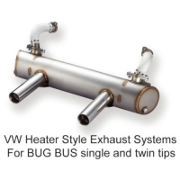 VW Heater Style Exhaust Systems For BUG BUS single and twin tips