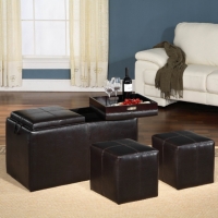 Storage with 2 Tray & 2 Small Ottoman