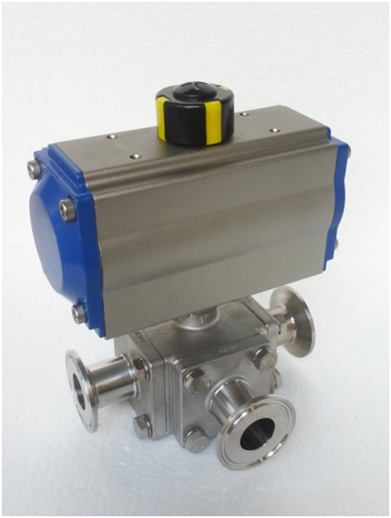 3 Way Sanitary Ball Valve With Pneumatic Actuator 3 Way Sanitary Ball Valve With Pneumatic Actuator