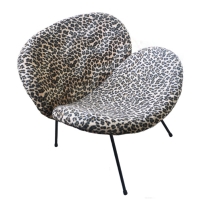 Lounge Chair  w/Leopard-motif  Upholstery  