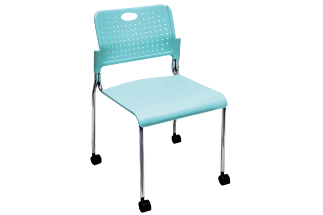 Plastic Stacking Chair With Casters & Armrest Plastic Stacking Chair With Casters & Armrest