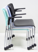 Plastic Stacking Chair With Casters & Armrest
