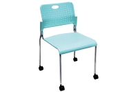 Plastic Stacking Chair With Casters & Armrest