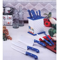 POM Handle Kitchen Knife Set w/ Rack