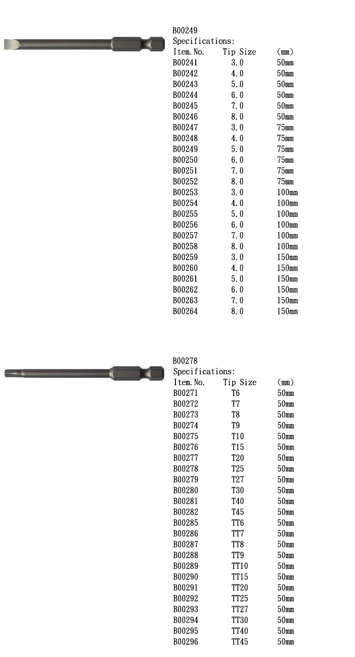 Bit/Power Bits/Adapters Bit/Power Bits/Adapters