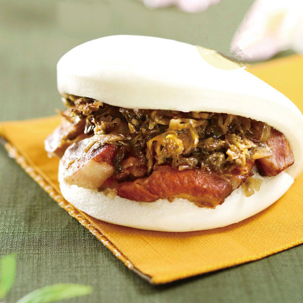 Steamed Pork Gwa Pao with Pickled Mustard