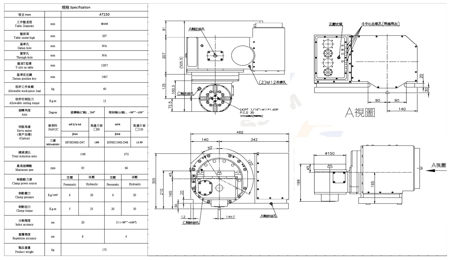 5-Axis Single Support Roller Cam Rotary Table