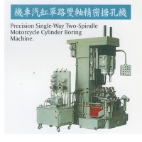 Single-way, two-spindle precision boring machine for motorcycle cylinders