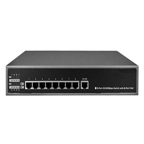 9 Port FE Switch with 8 Port POE, 802.3at, 130W 9 Port FE Switch with 8 Port POE, 802.3at, 130W