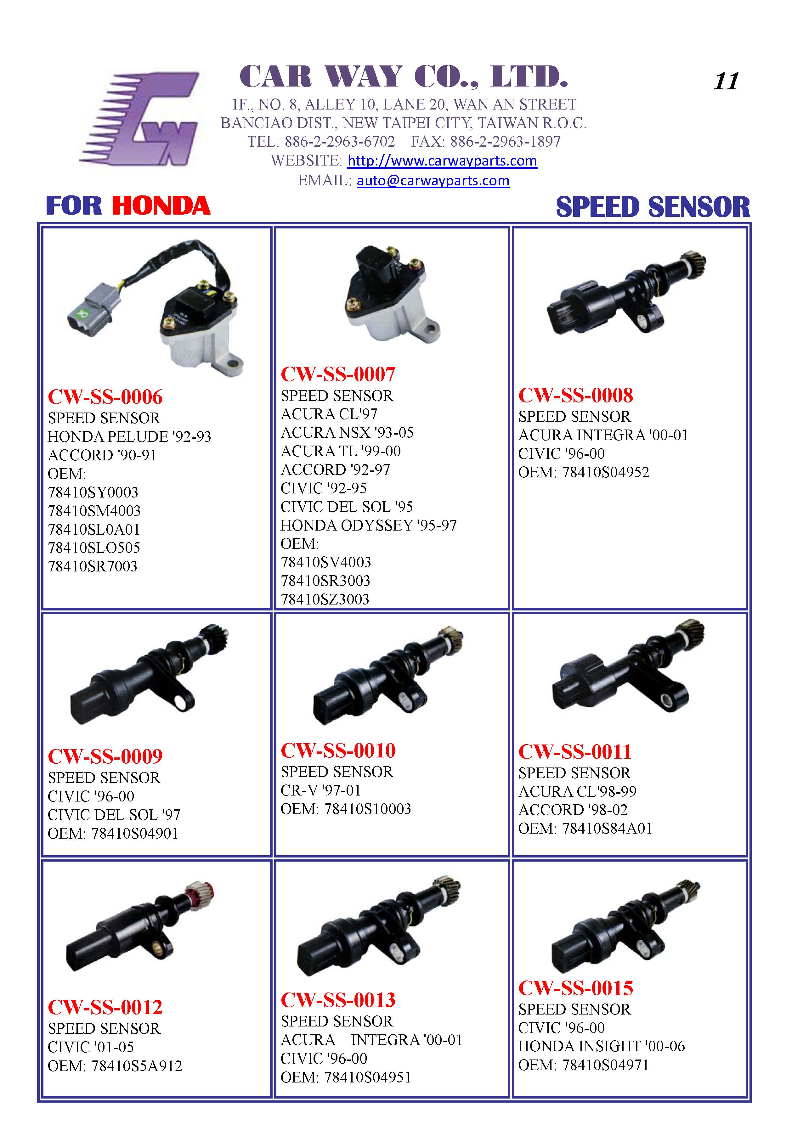 HONDA SPEED SENSORS