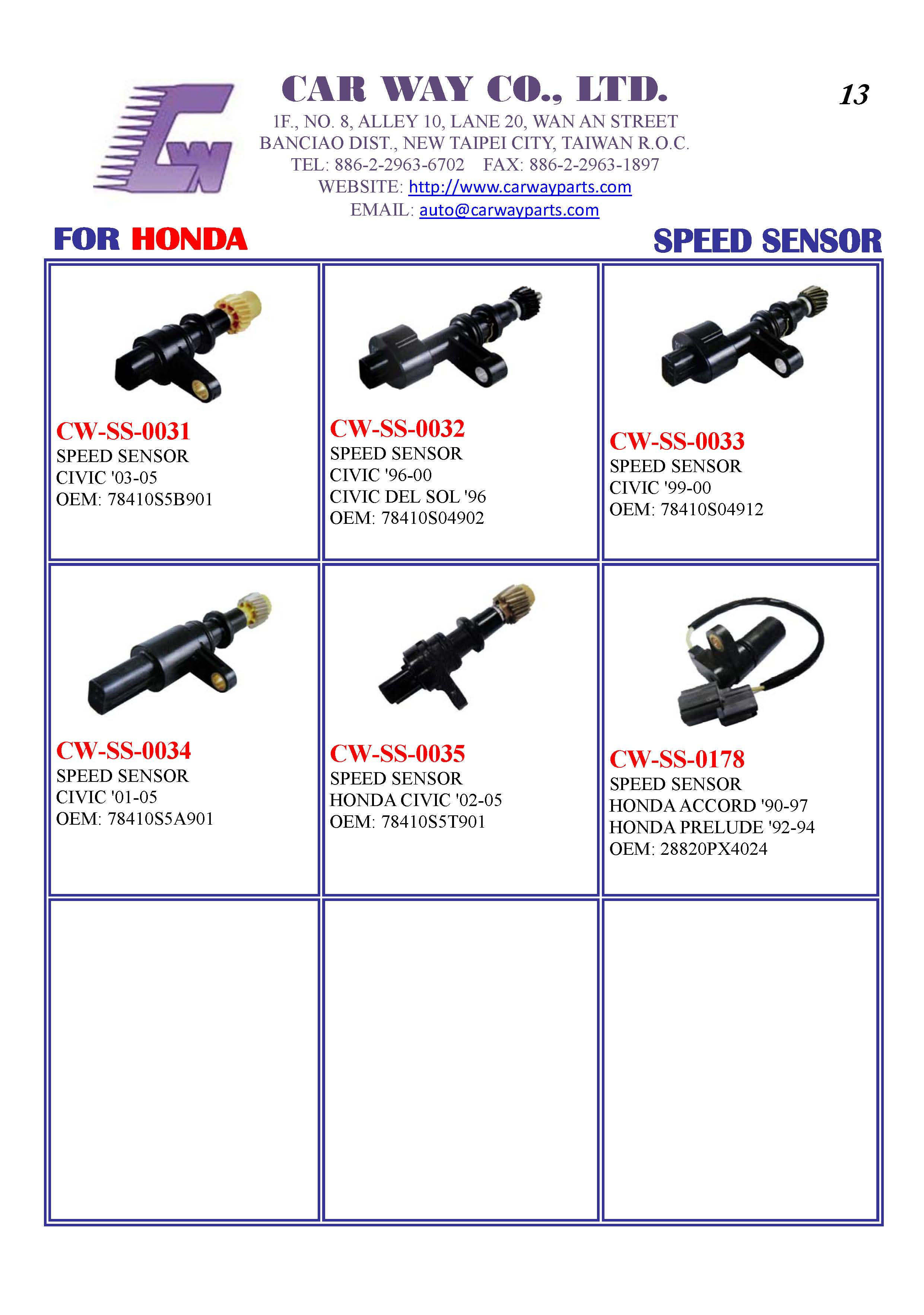 HONDA SPEED SENSORS