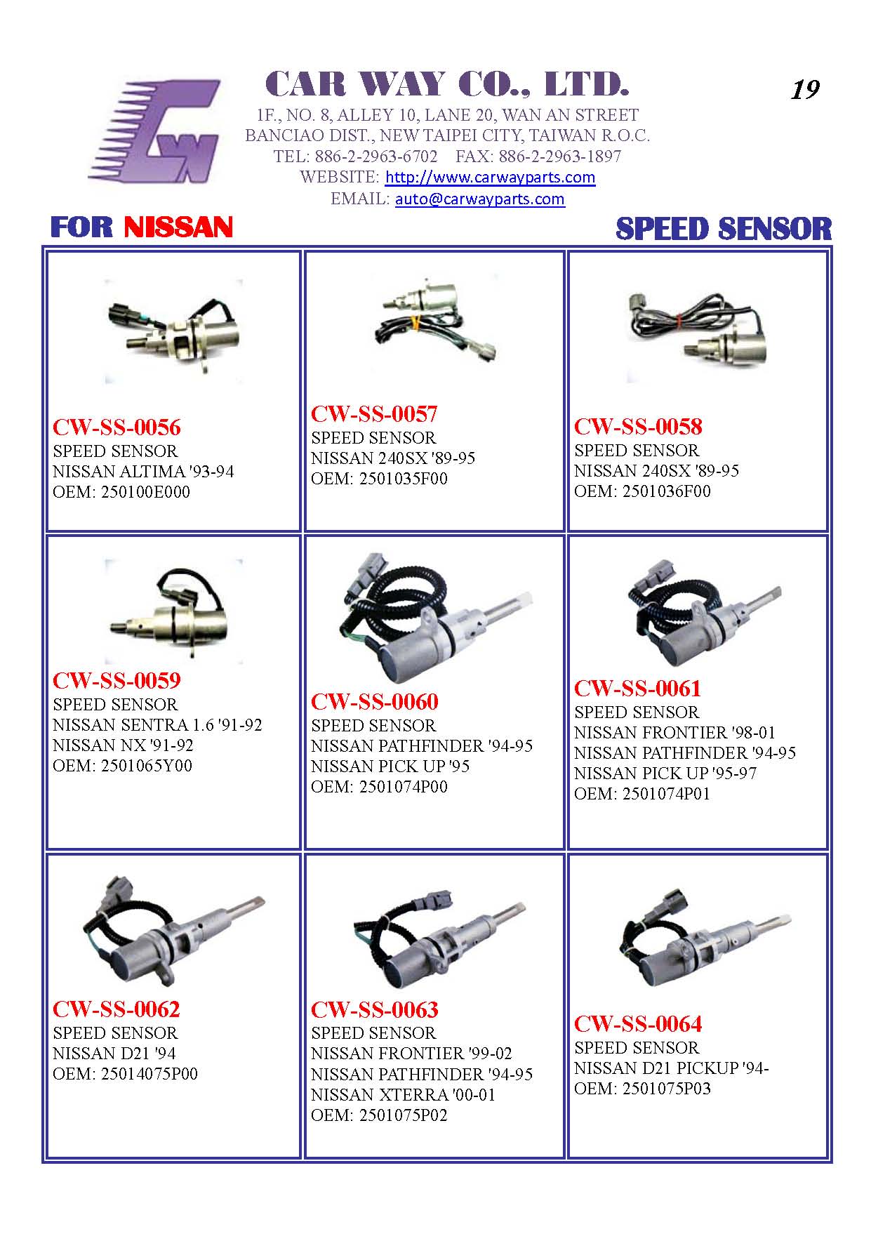 NISSAN SPEED SENSORS