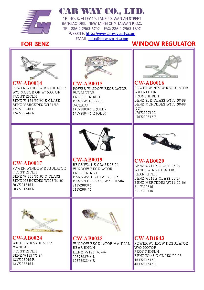 MERCEDES BENZ WINDOW REGULATOR MERCEDES BENZ WINDOW REGULATOR