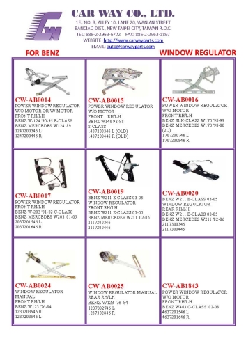 MERCEDES BENZ WINDOW REGULATOR MERCEDES BENZ WINDOW REGULATOR