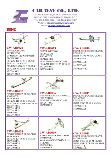 BENZ WINDOW REGULATOR BENZ WINDOW REGULATOR