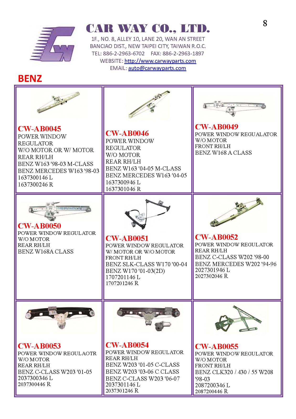 BENZ WINDOW REGULATOR BENZ WINDOW REGULATOR