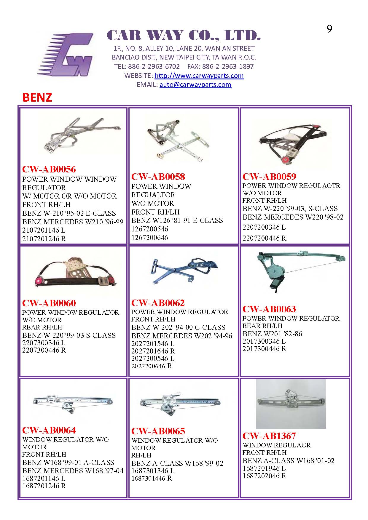 BENZ WINDOW REGULATOR