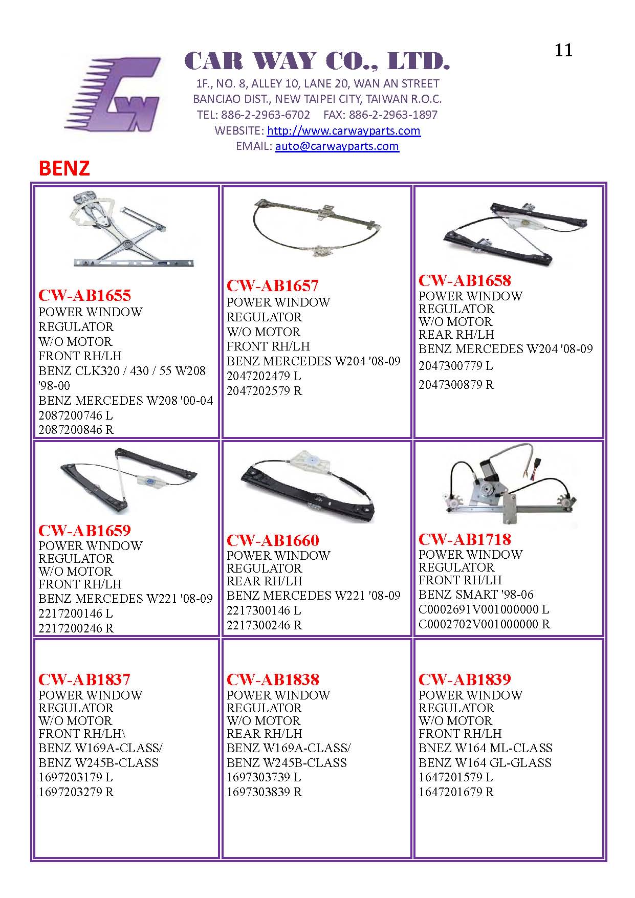 BENZ WINDOW REGULATOR