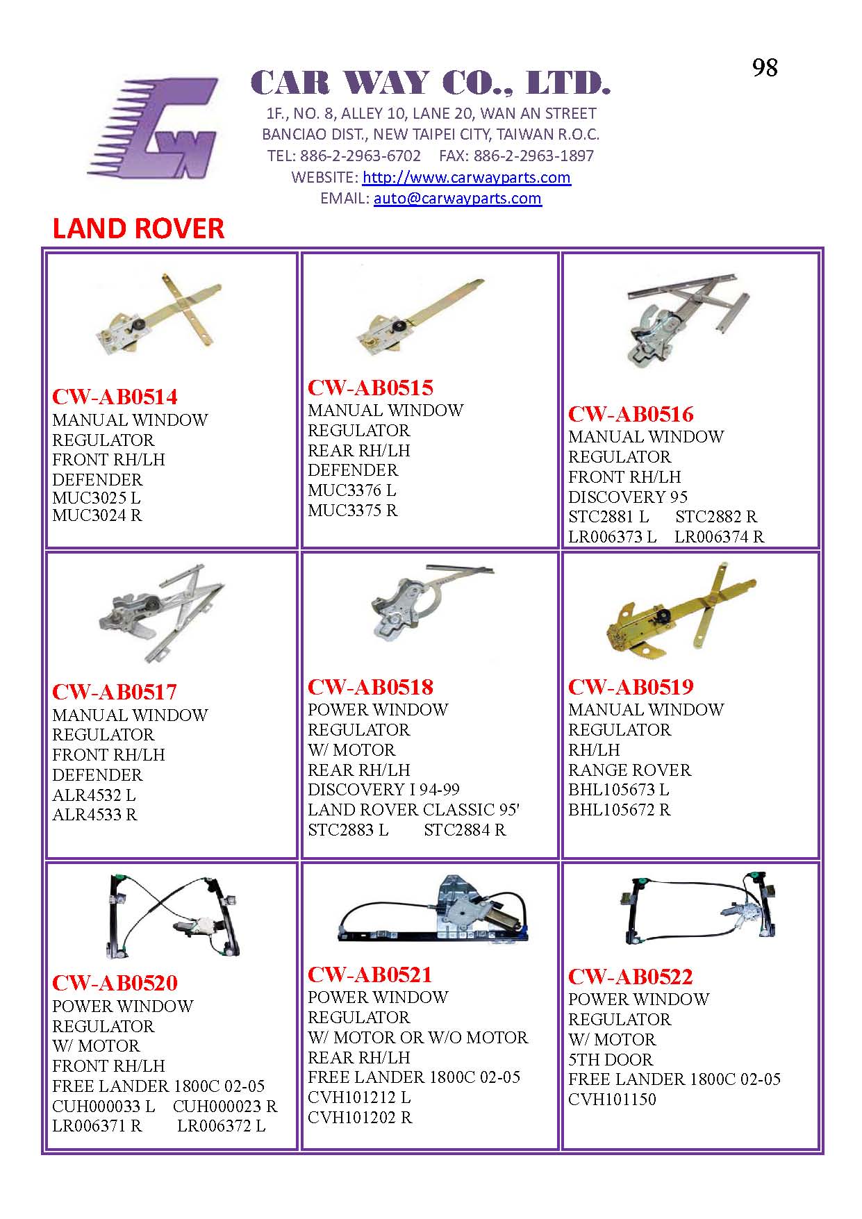 LAND ROVER WINDOW REGULATOR