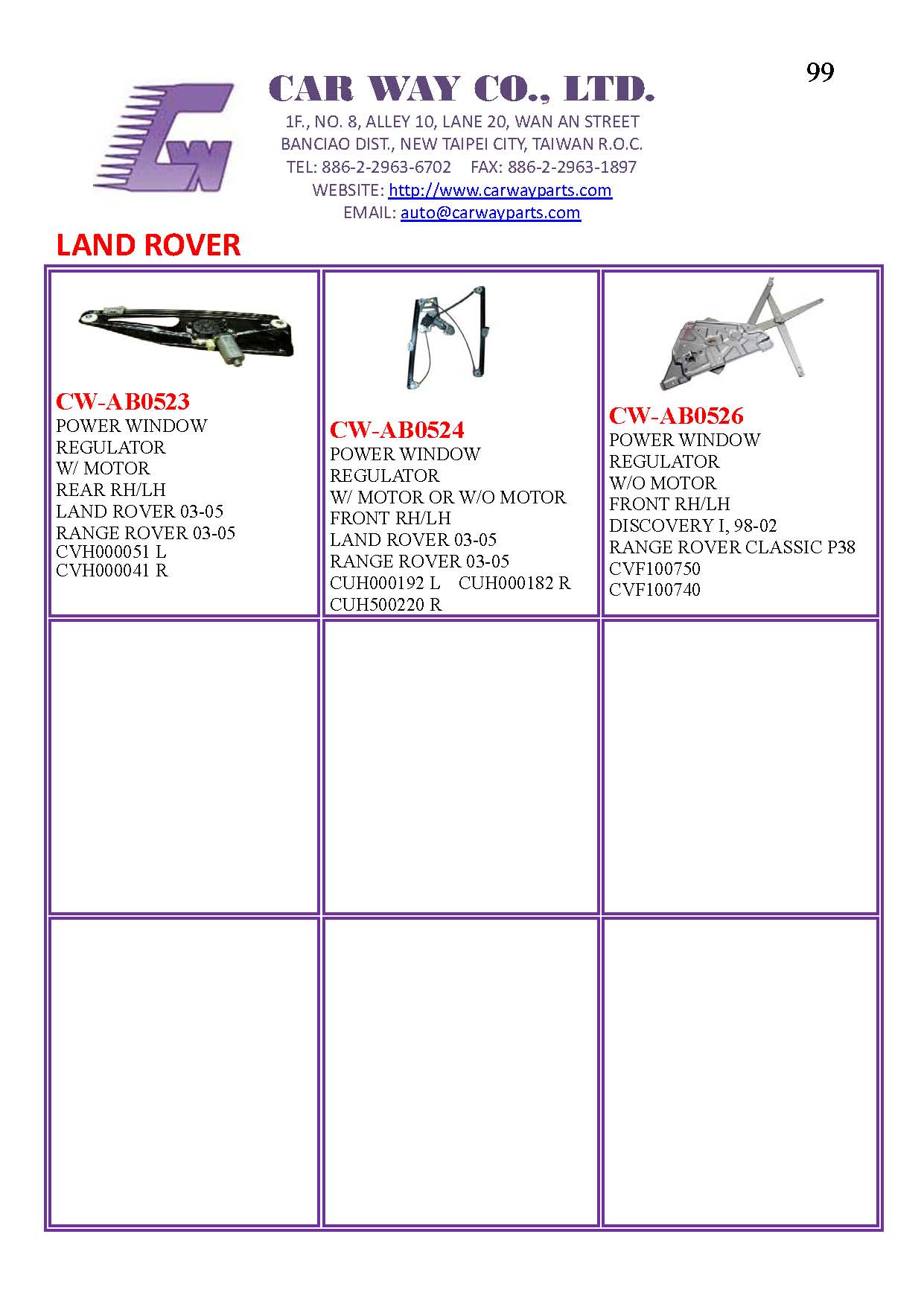 LAND ROVER WINDOW REGULATOR