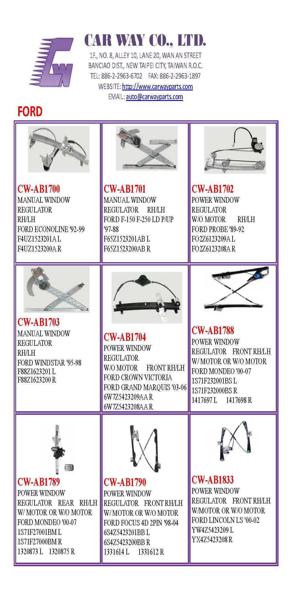 FORD POWER WINDOW REGULATOR /MANUAL WINDOW REGULATOR