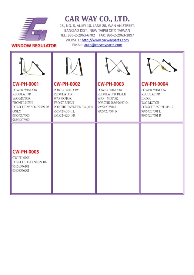 PORSCHE WINDOW REGULATOR