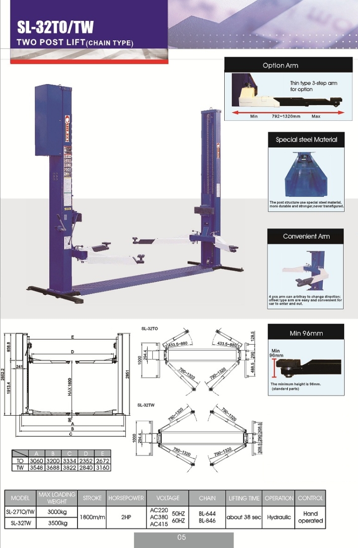 Two post lift(chain type)(3.5tons) /car lift /auto lift