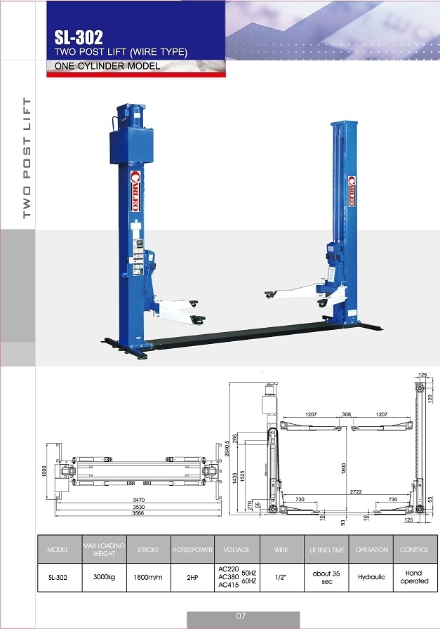 Two Post Lift(3.0tons)(wire type) /car lift /auto lift Two Post Lift(3.0tons)(wire type) /car lift /auto lift