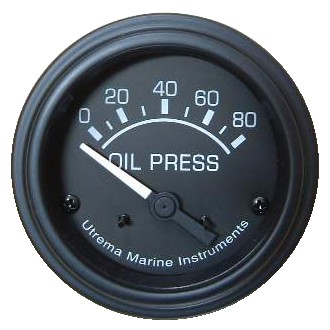 Utrema Black Marine Oil Pressure Gauge 52mm Utrema Black Marine Oil Pressure Gauge 52mm