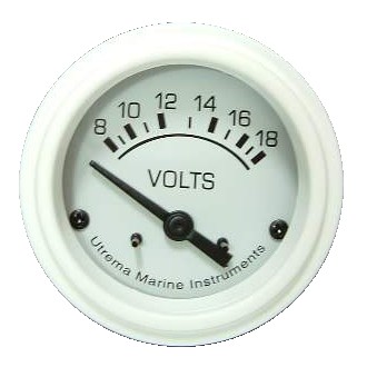 Utrema White Marine Voltmeter 2-1/16 Utrema White Marine Voltmeter 2-1/16