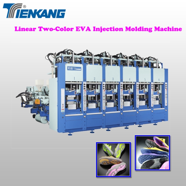 Linear two color EVA injection molding machine
