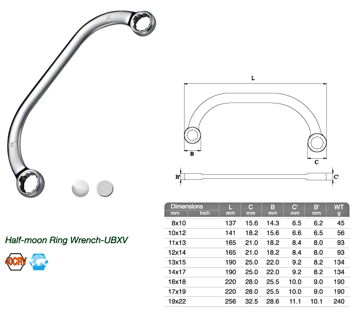 Half-moon Ring Wrench-UBXV Half-moon Ring Wrench-UBXV
