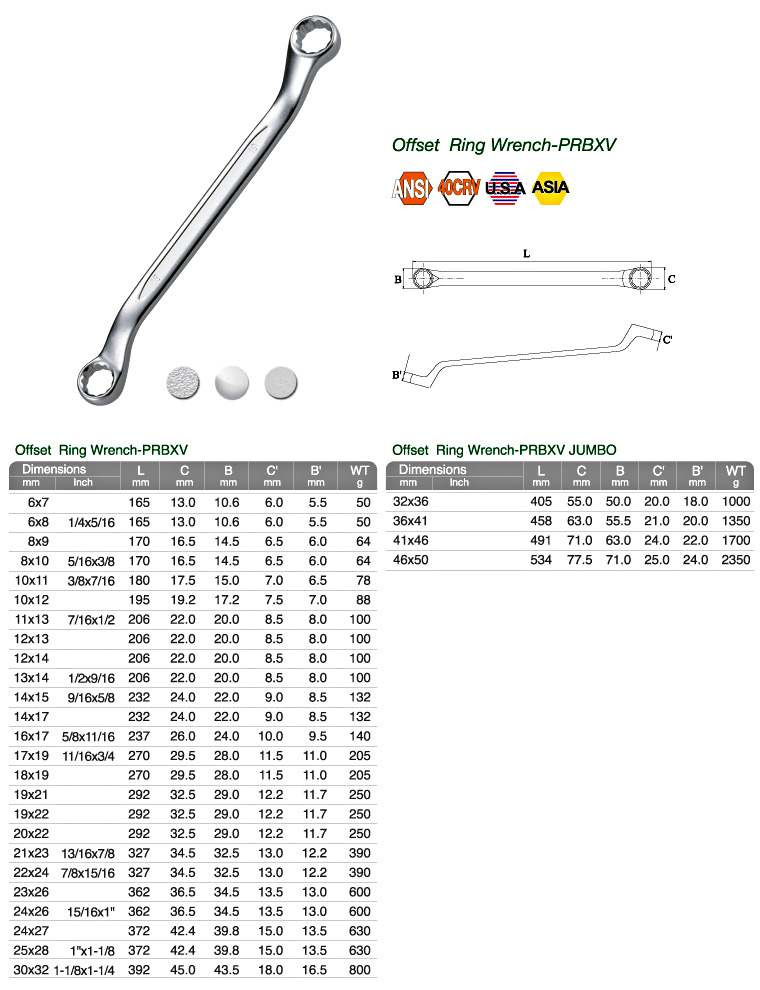 Offset Ring Wrench-PRBXV Offset Ring Wrench-PRBXV