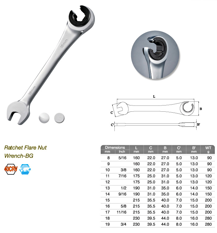 Ratchet Flare Nut Wrench-BG Ratchet Flare Nut Wrench-BG