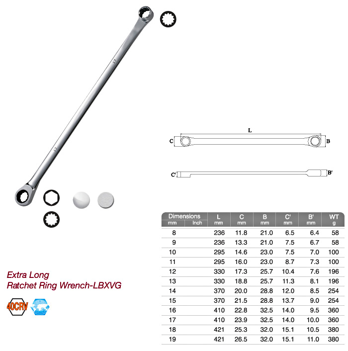 Extra Long Ratchet Ring Wrench-LBXVG