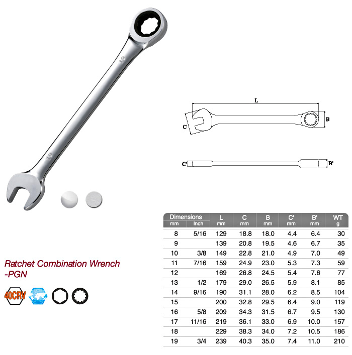 Ratchet Combination Wrench-PGN