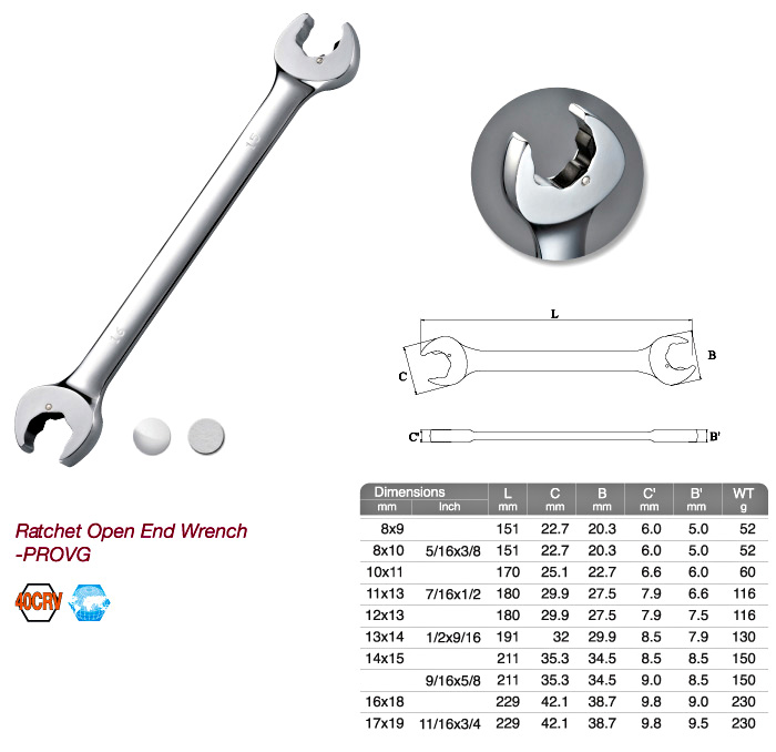 Ratchet Open End Wrench-PROVG