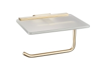 Toilet Roll Holder with Glass Shelf Brushed Brass