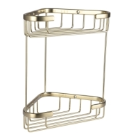 Brushed Brass Double Corner Basket 
