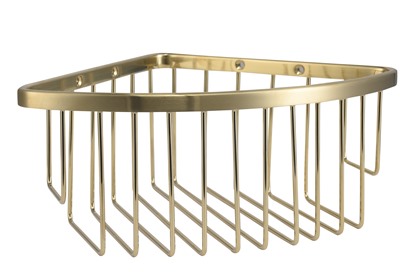 Brushed Brass Corner Basket  | Metal Bathroom Accessories
