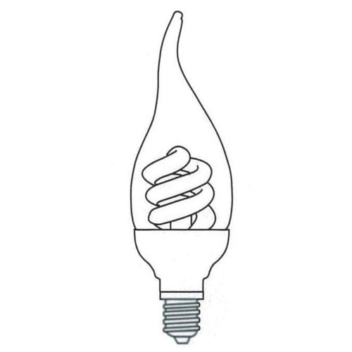 Bent-tip Candle Shape Covered Compact Fluorescent Lamp